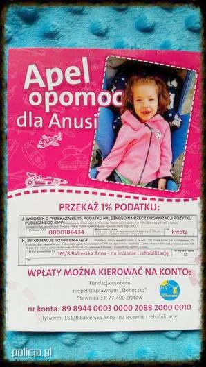 Dzielnicowa zaangażowana w zbiórkę na specjalistyczny wózek dla chorej Aneczki